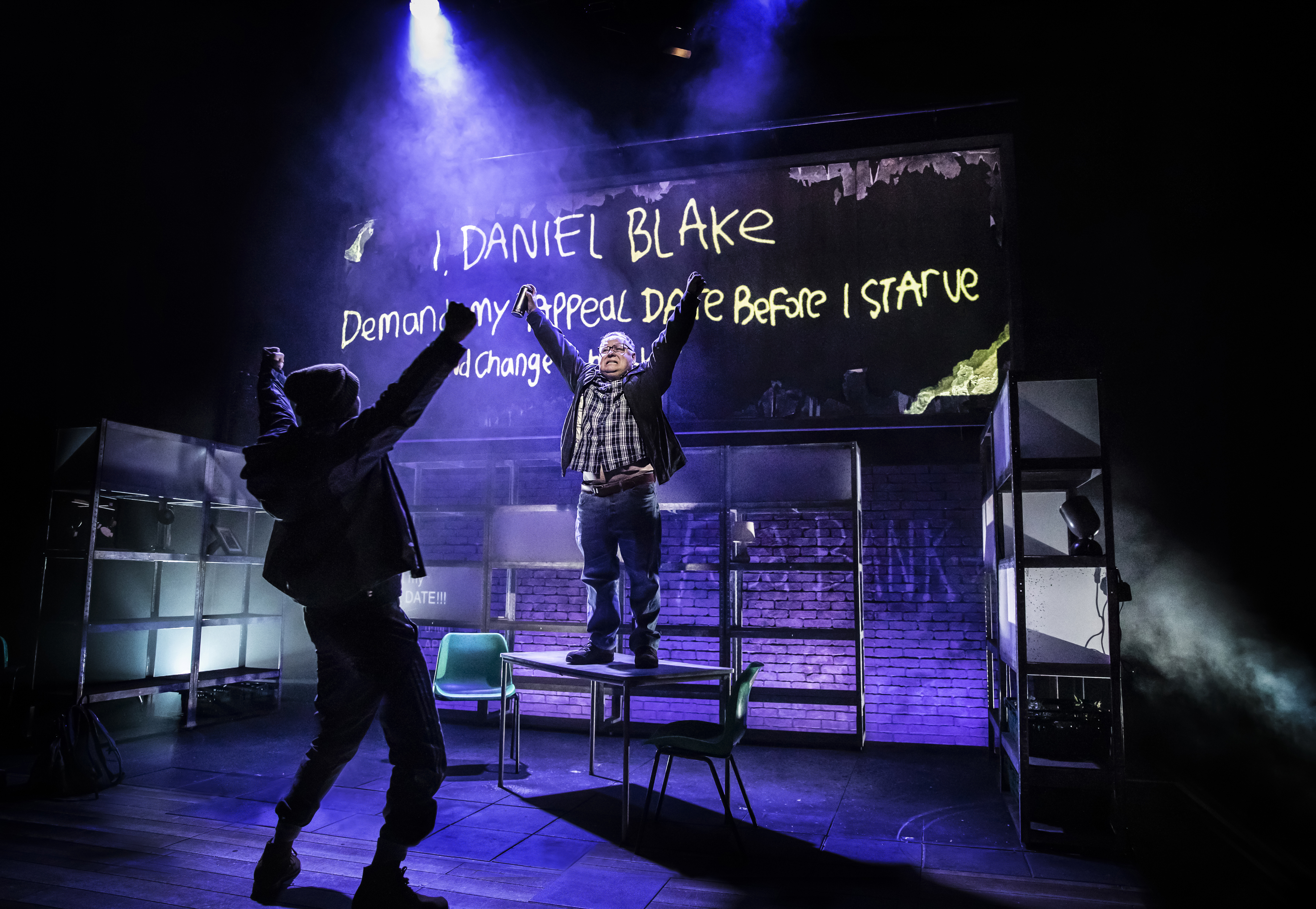 2. Spray paint scene in I, Daniel Blake – East Midlands Theatre.